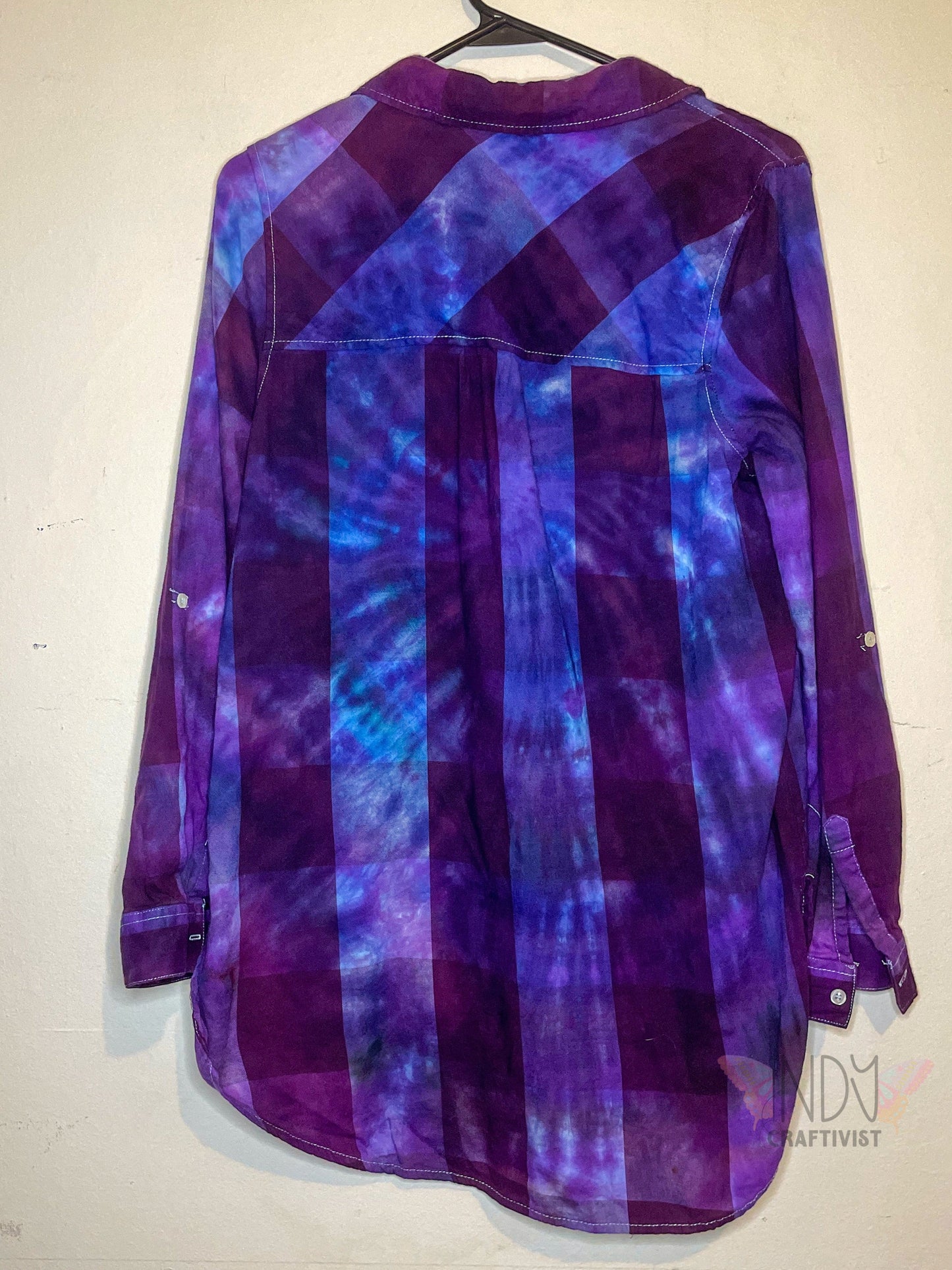 Cupid's Diary Large Long Sleeve Upcycled Tie Dyed Button Down