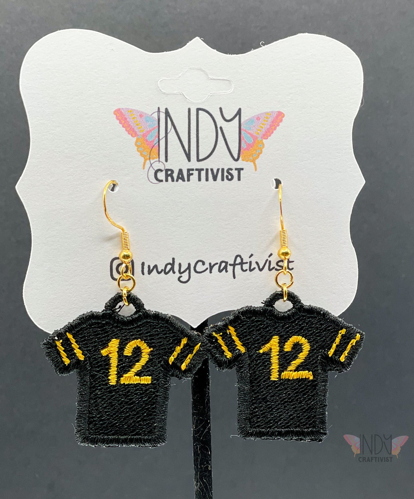 Black #12 Football Jersey Earrings