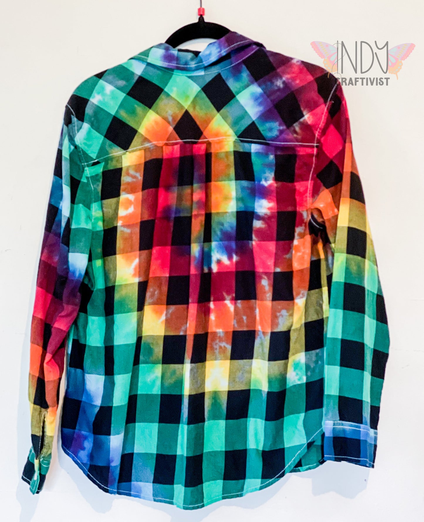 Large Long Sleeve Upcycled Tie Dye Button Down