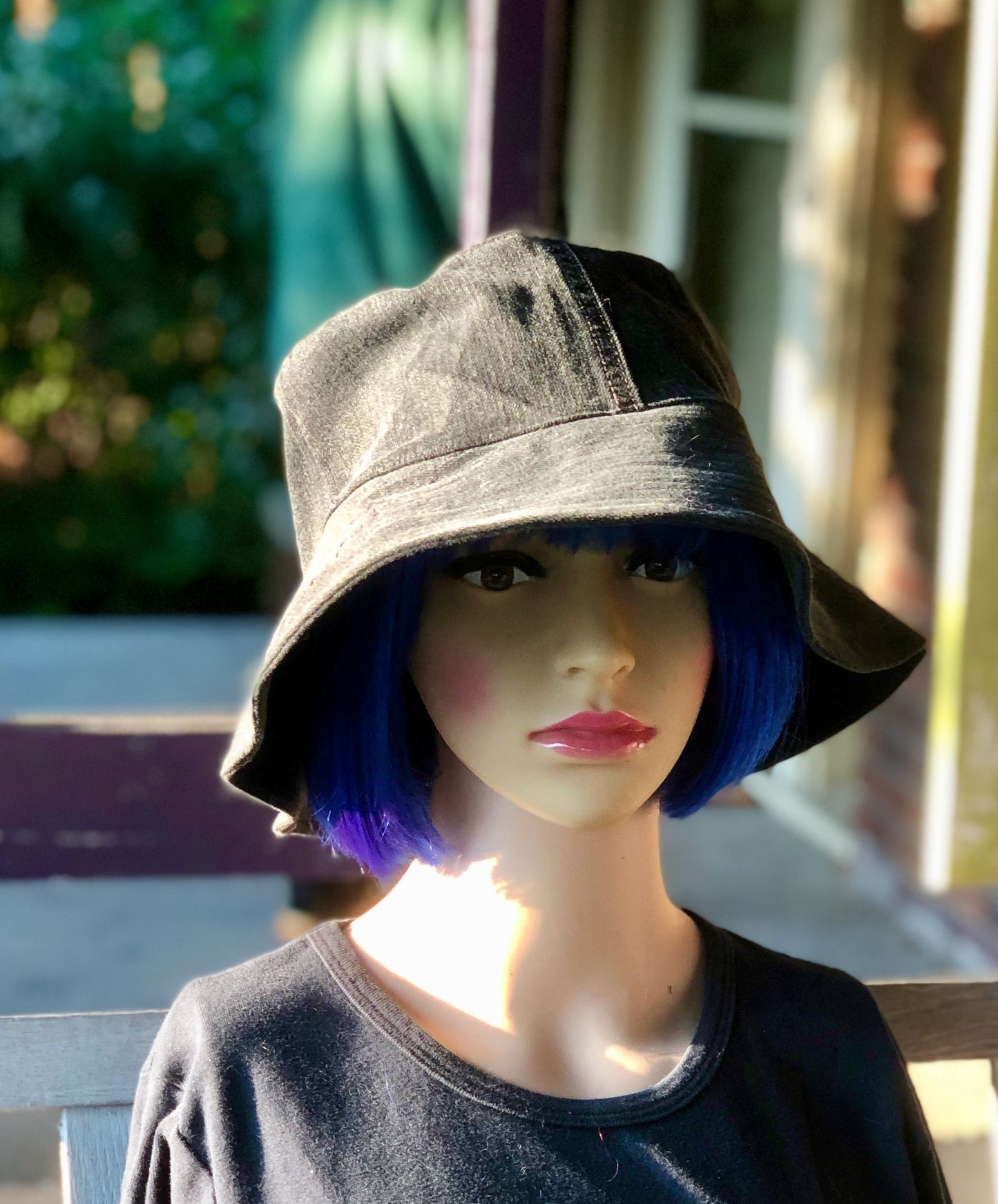 Extra Large Upcycled Denim Bucket Hat with Heart Detail