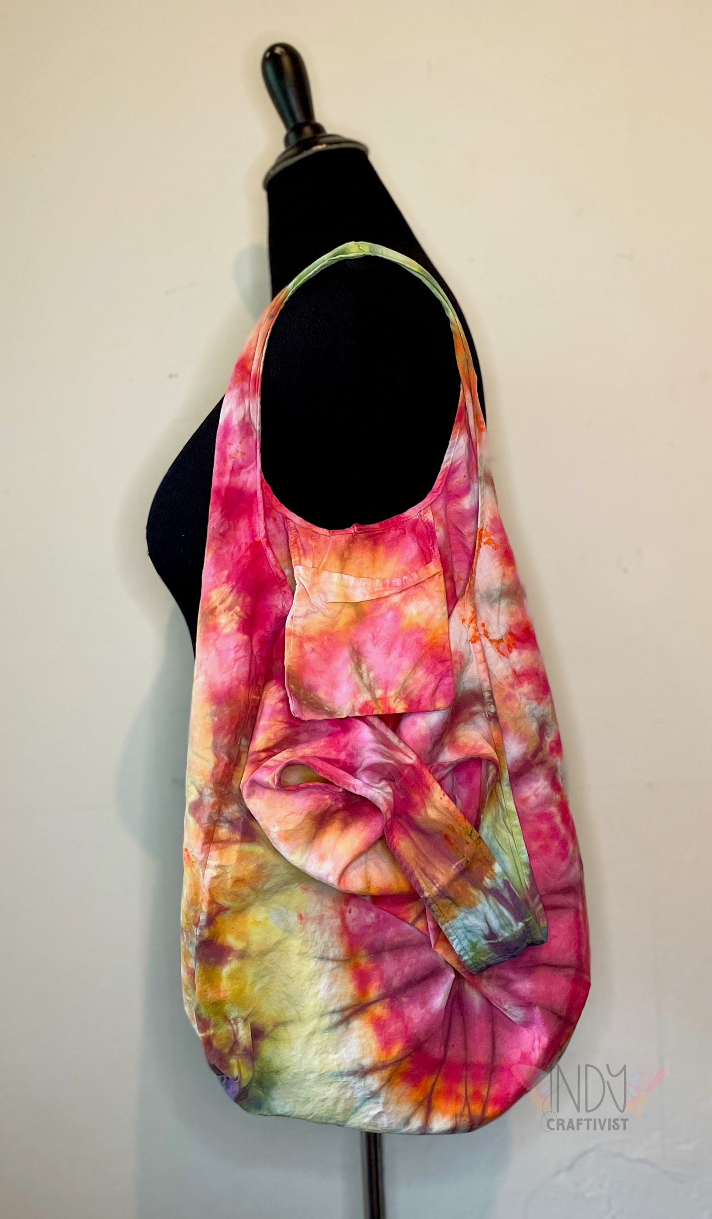 Warm Swirl Tie Dye Round Bottom Bag Stuffable Tote Bag