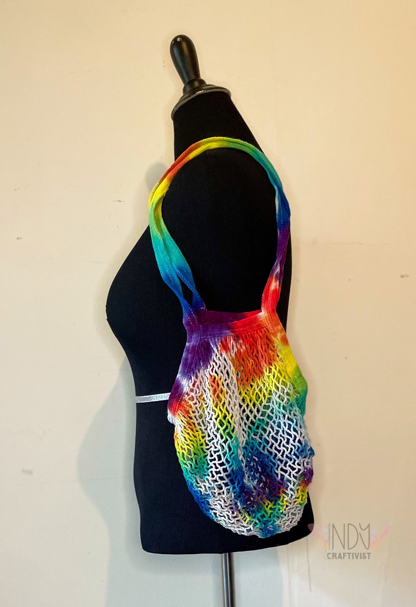 Rainbow Tie Dyed Crochet Farmers Market Bag