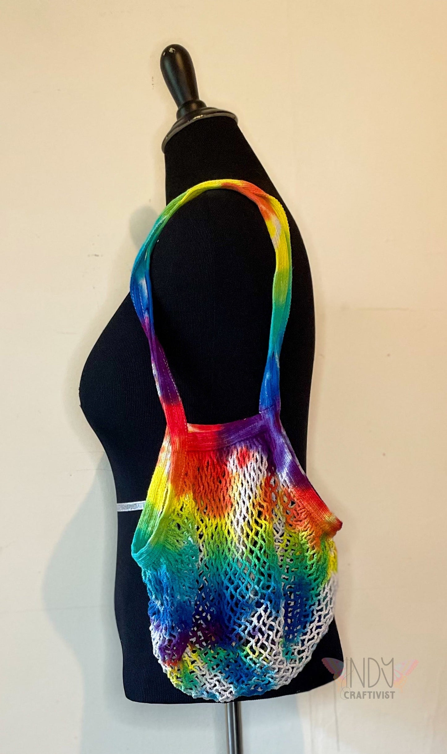 Rainbow Tie Dyed Crochet Farmers Market Bag