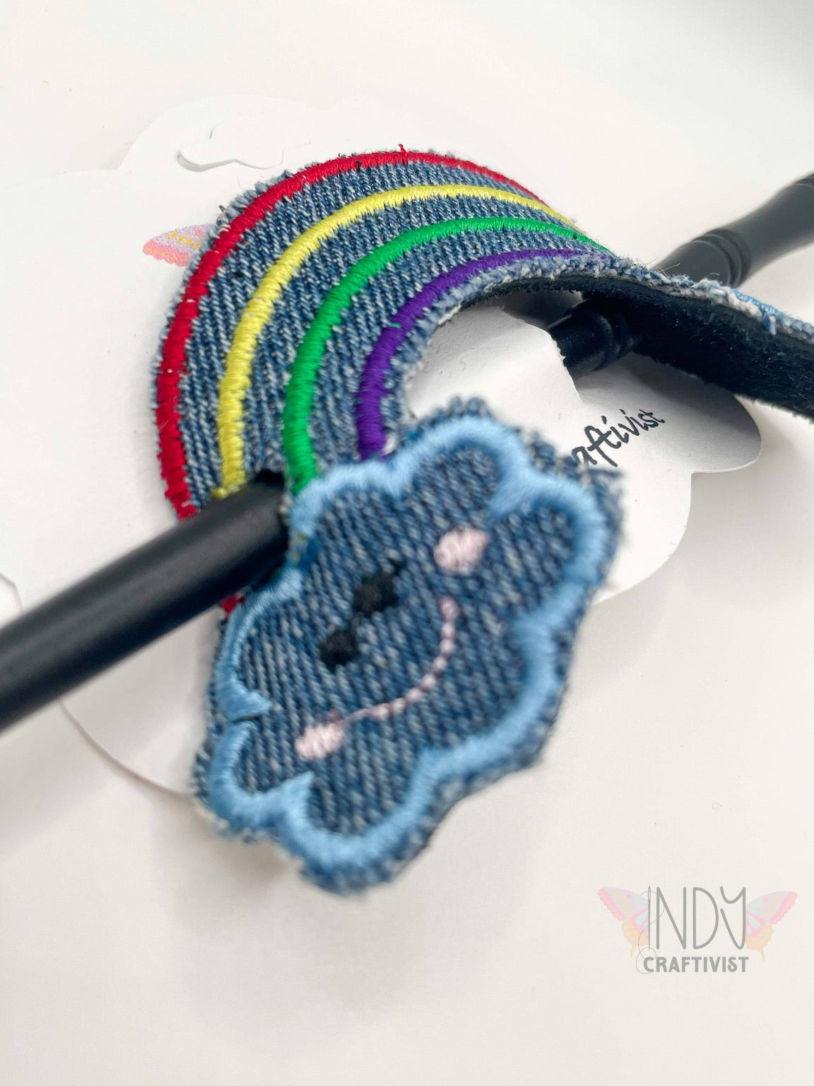 Upcycled Denim Rainbow Bun Jewelry