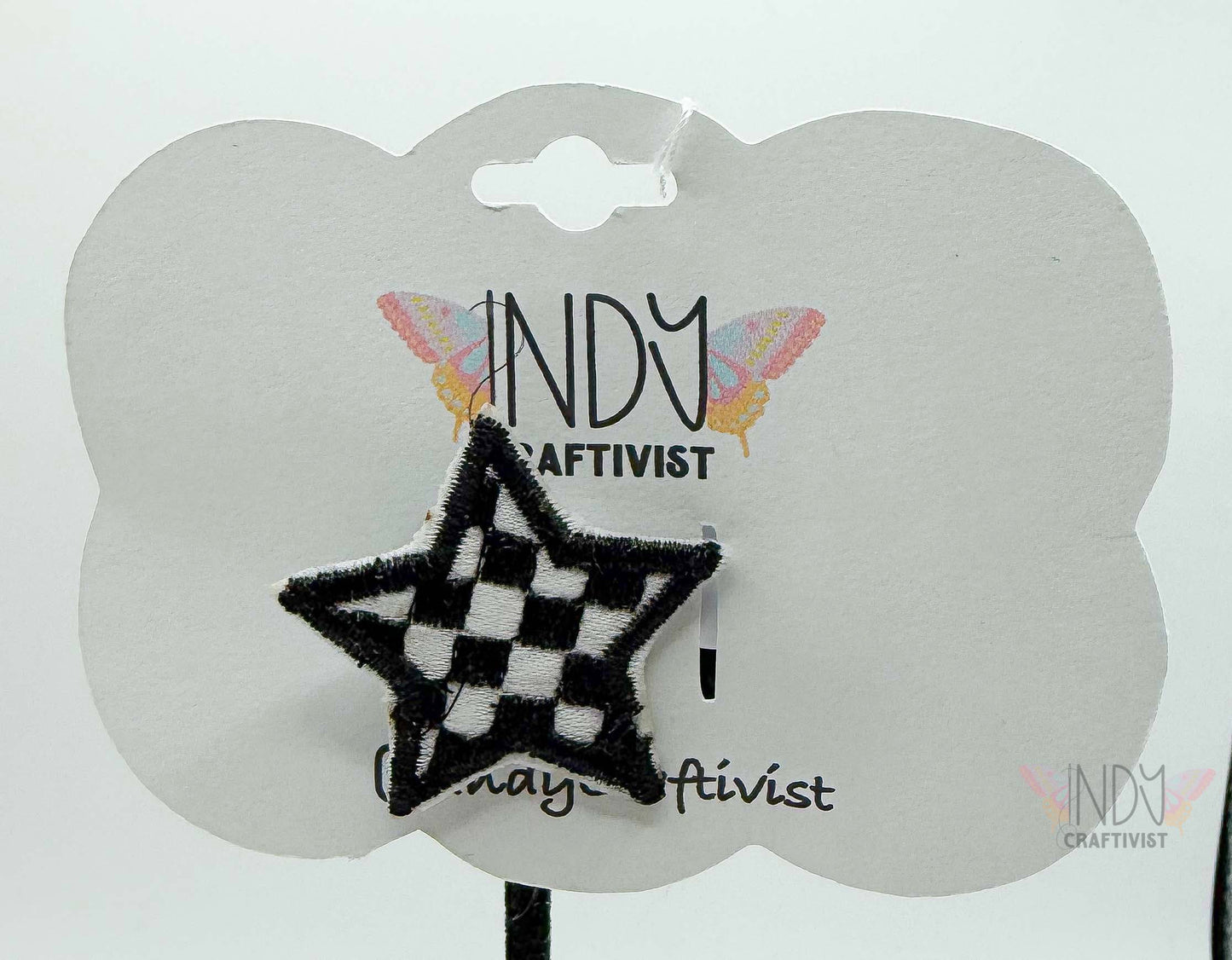 Checkered Star Embroidered Hair Jewelry