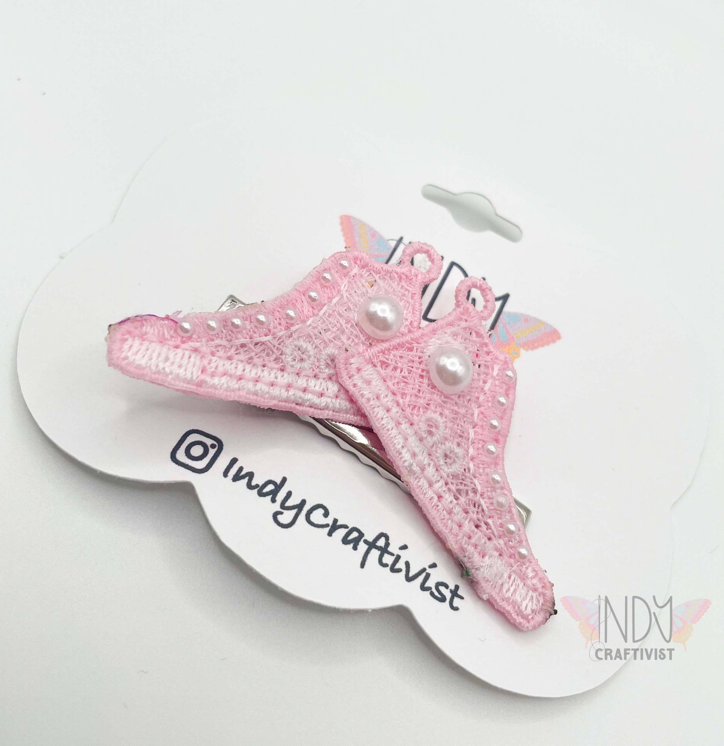 A Pair of I'm Speaking Embroidered Converse Like Hair Clip