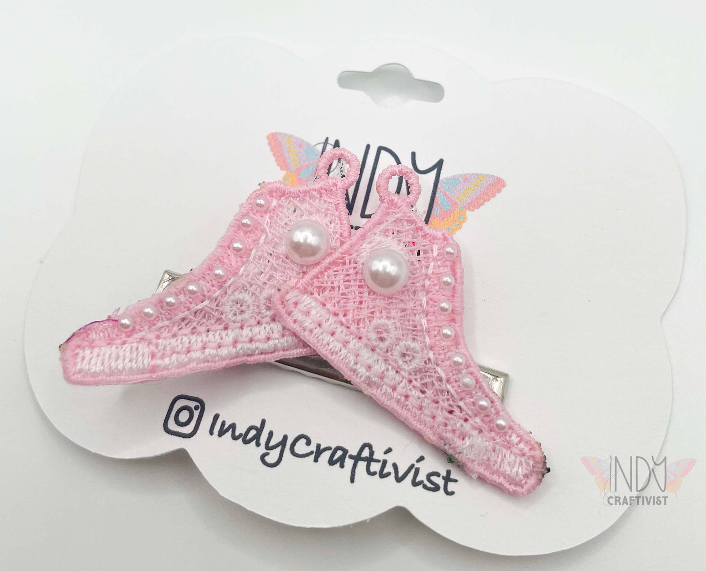 A Pair of I'm Speaking Embroidered Converse Like Hair Clip