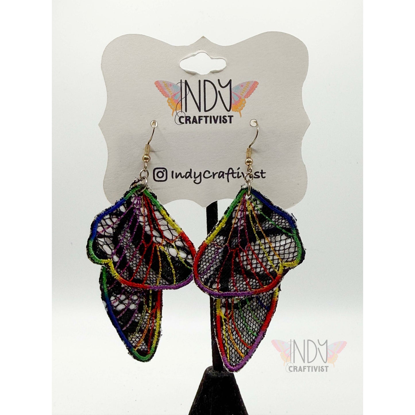 White Lace Butterfly Two Piece Earrings
