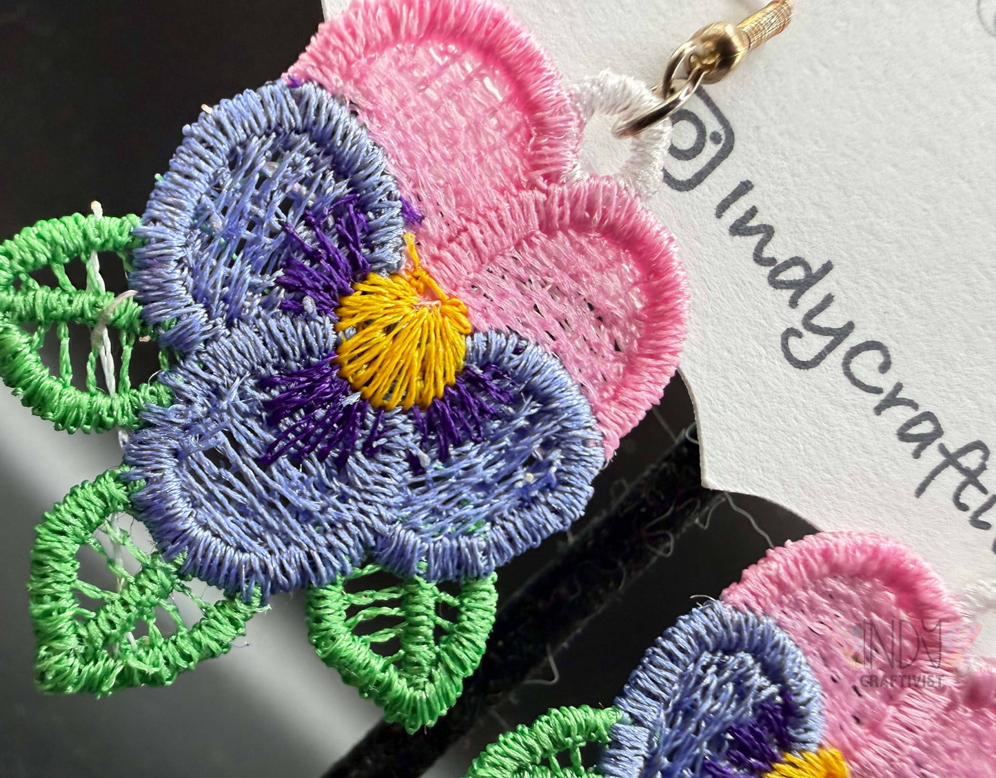 Pansies Flower Earrings