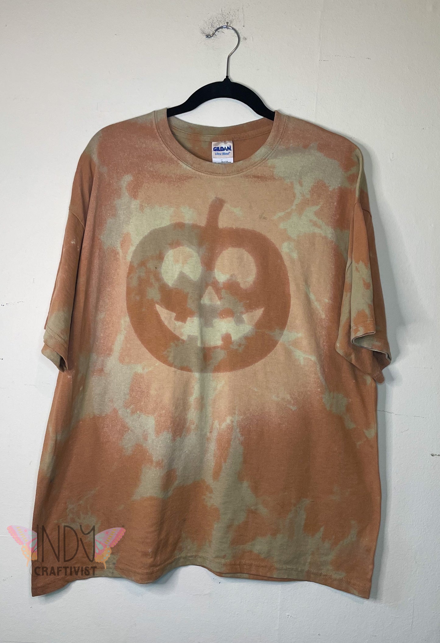 Pumpkin Adult Extra Large Halloween Reverse Tie Dye T-shirt