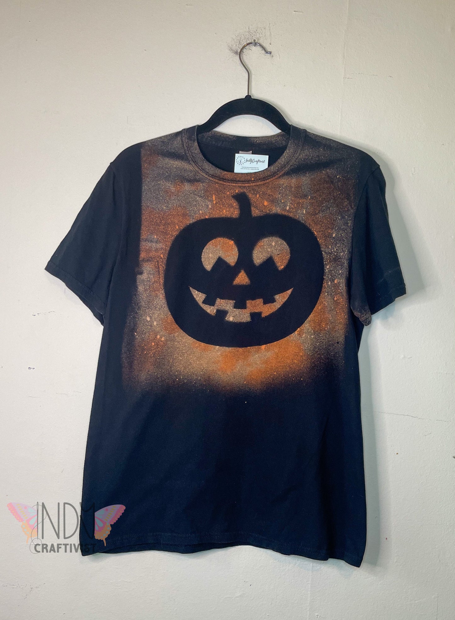 Pumpkin Adult Medium Halloween Reverse Tie Dye T-shirt