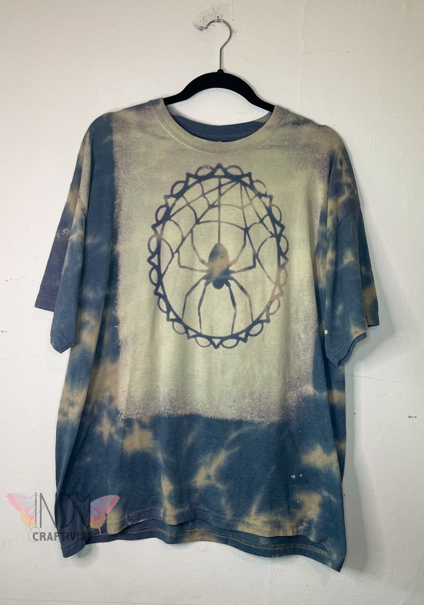 Spider Web Adult Extra Large Halloween Reverse Tie Dye T-shirt