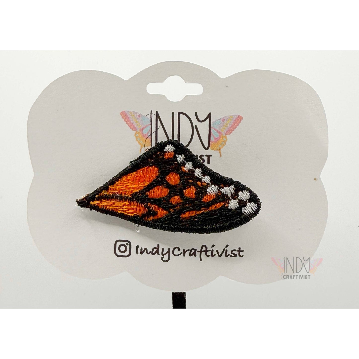 Small Orange Monarch Freestanding Lace Butterfly WIng Hair Jewelry