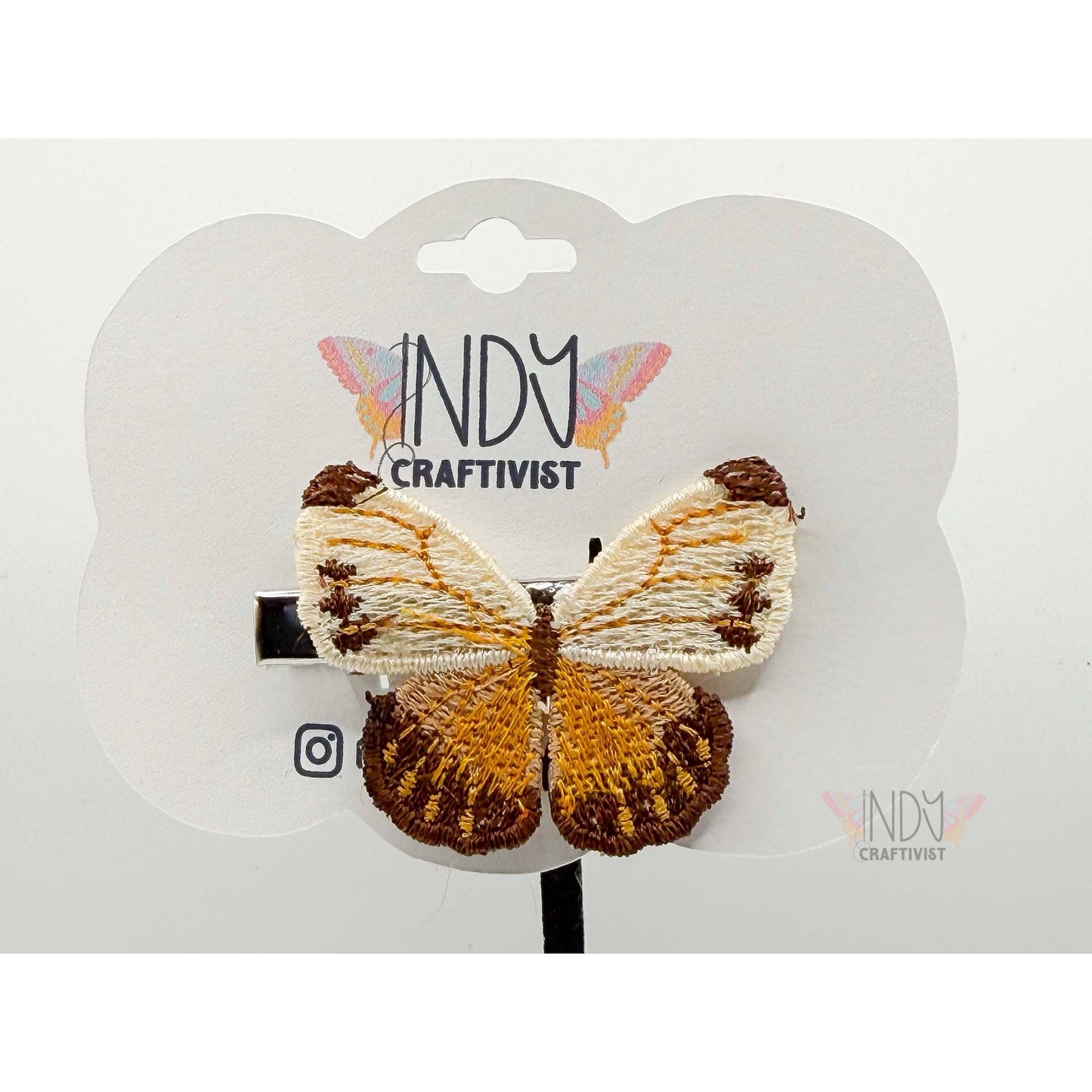 Brown Tipped Small Freestanding Lace Butterfly Hair Jewelry