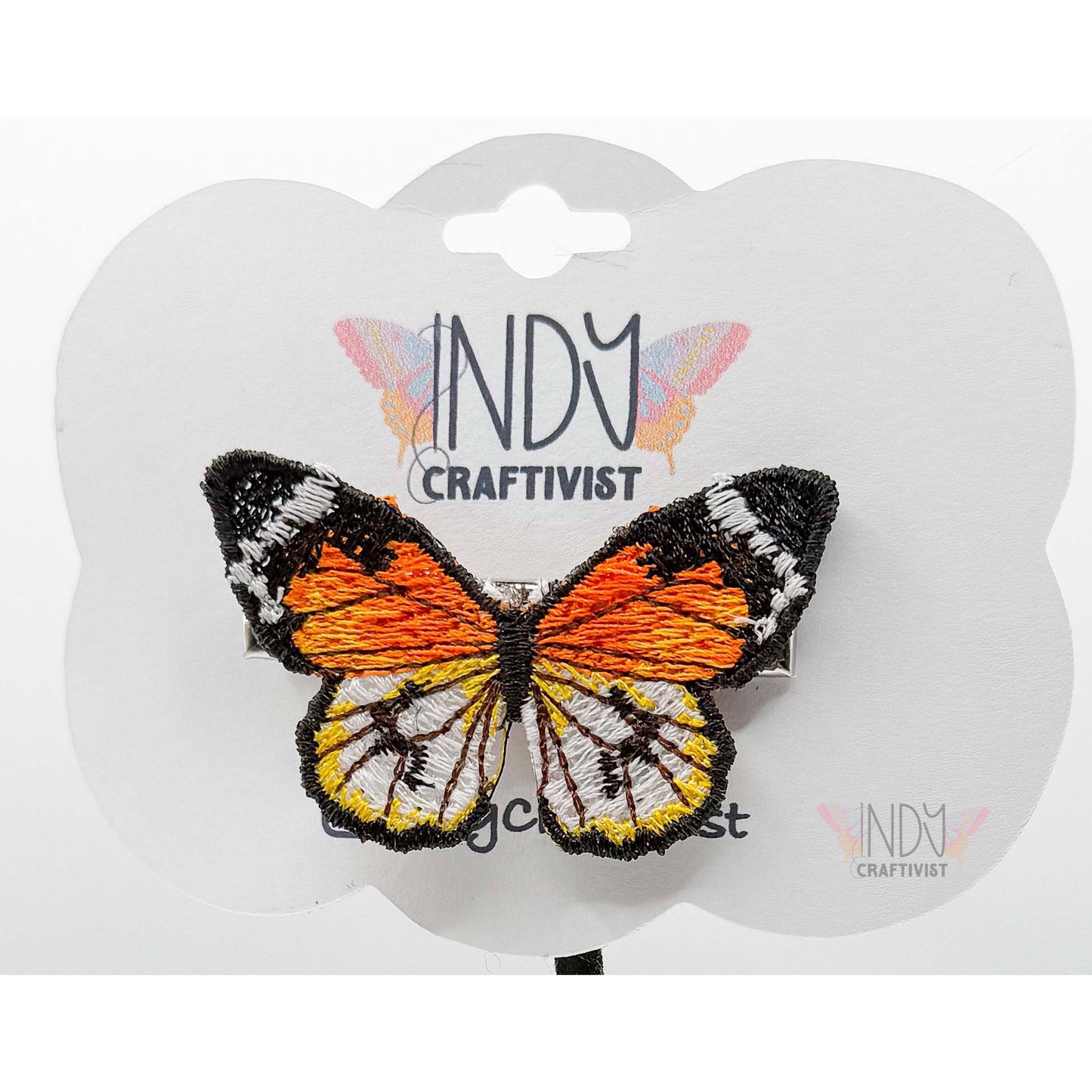Orange Monarch Small Freestanding Lace Butterfly Hair Jewelry