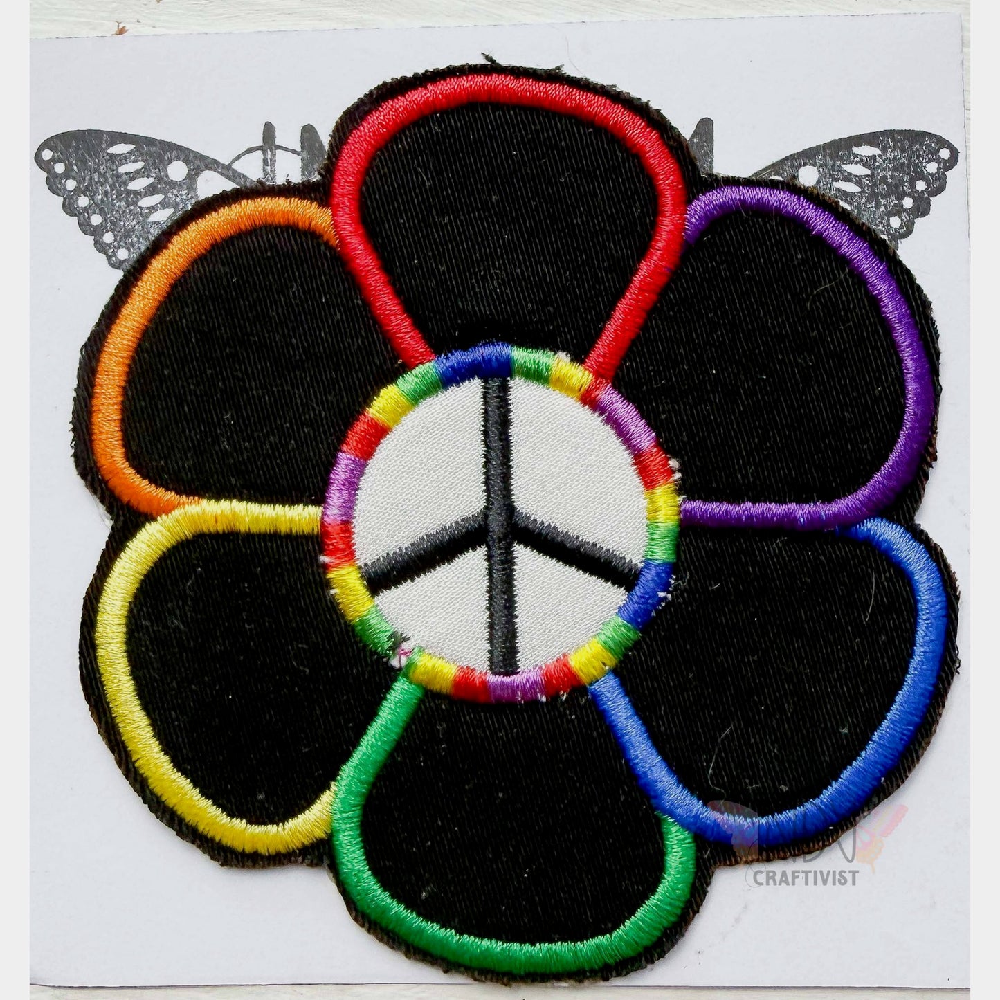 Rainbow Peace Daisy Upcycled Patch