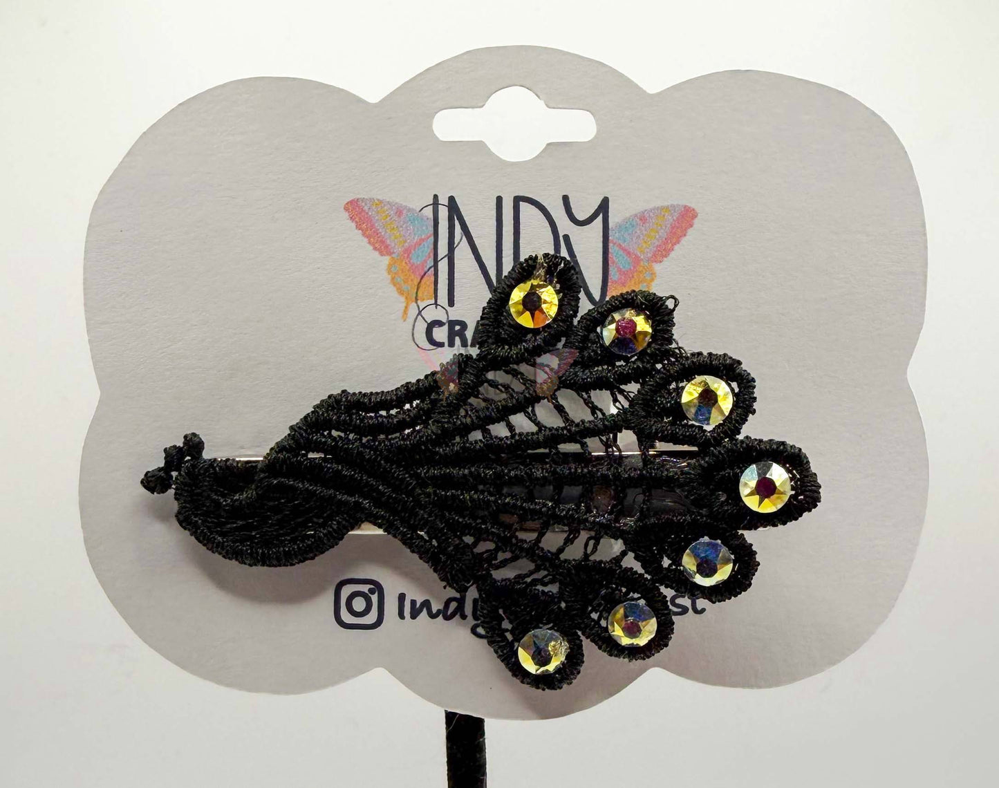Black Peacock Hair Jewelry with AB Stones