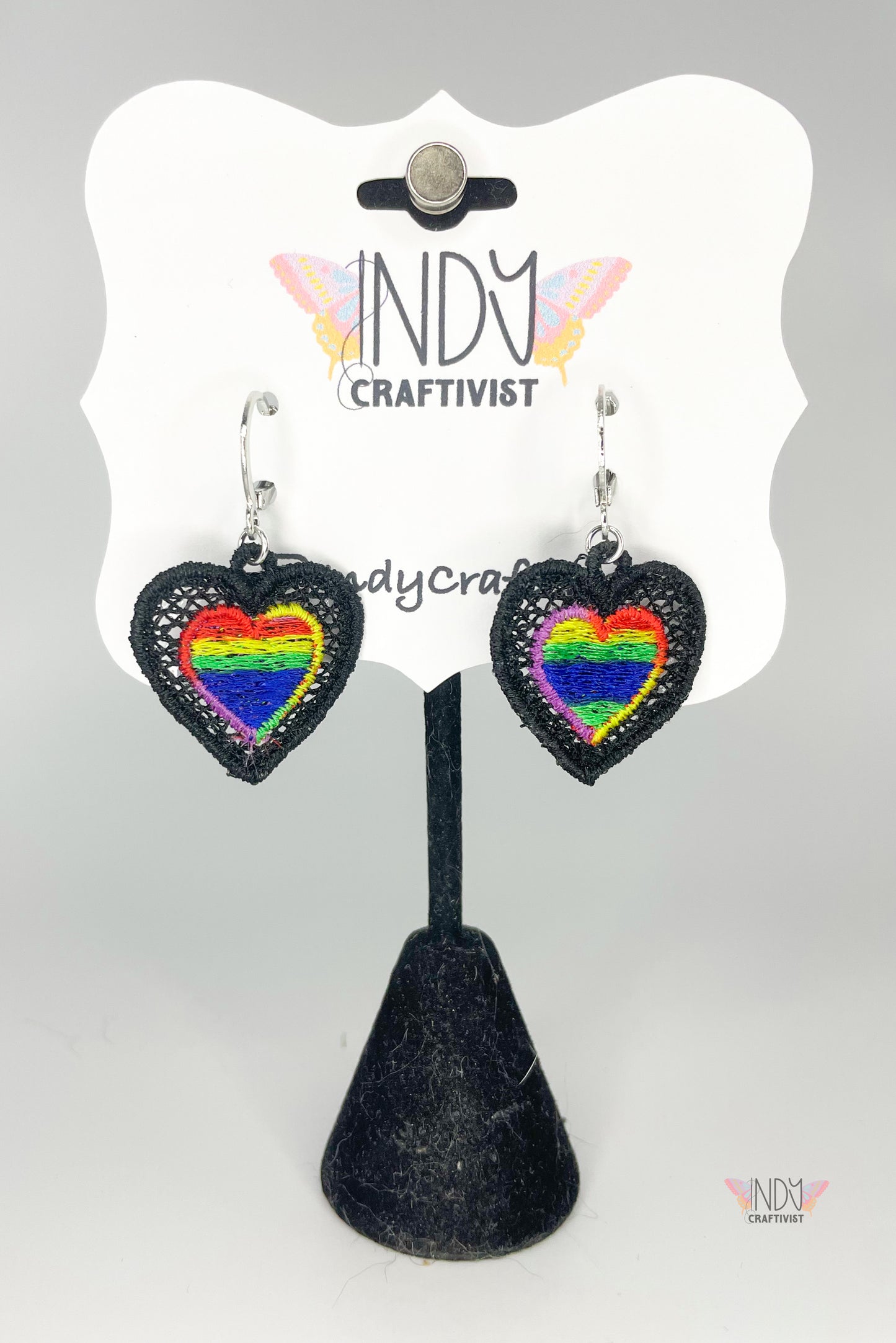 Double Heart Pride Earring
