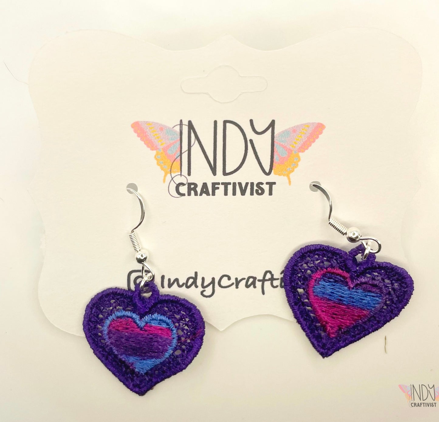 Double Heart Pride Earring