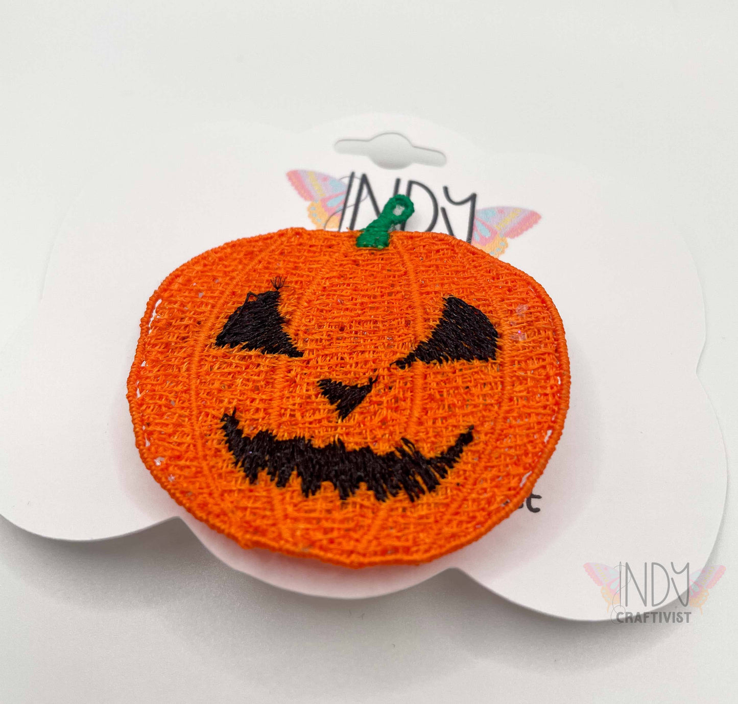 Pumpkin Freestanding Lace Embroidered Hair Clip