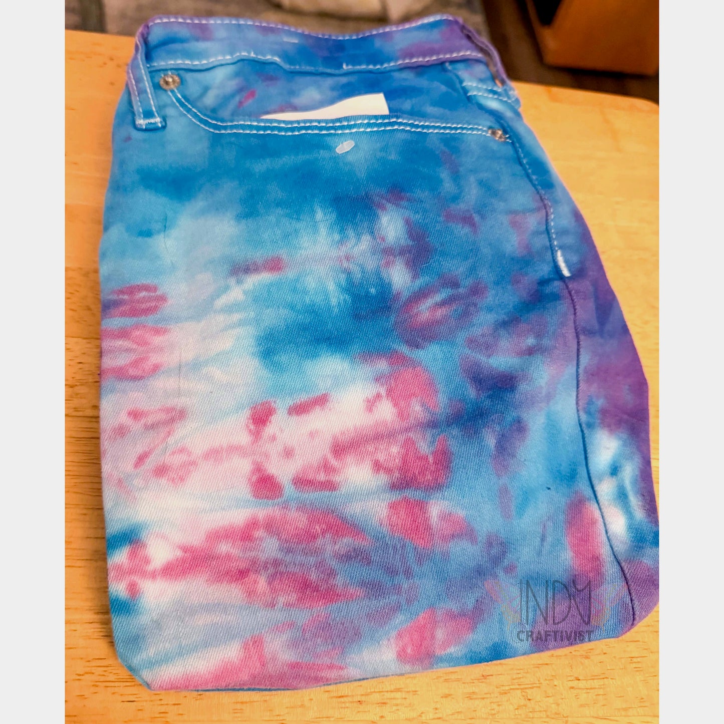 Pink and Blue Upcycled Crossbody Pocket Bag