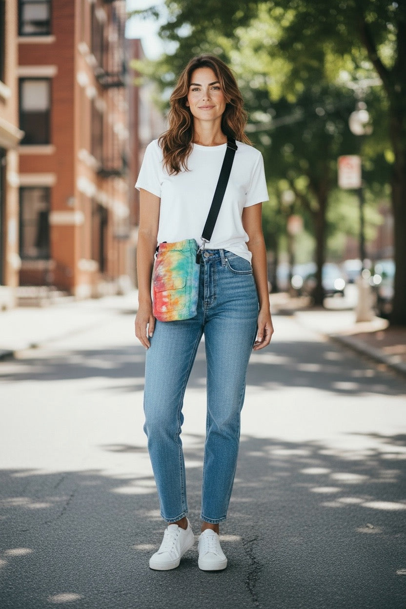 Rainbow Cargo Upcycled Crossbody Pocket Bag