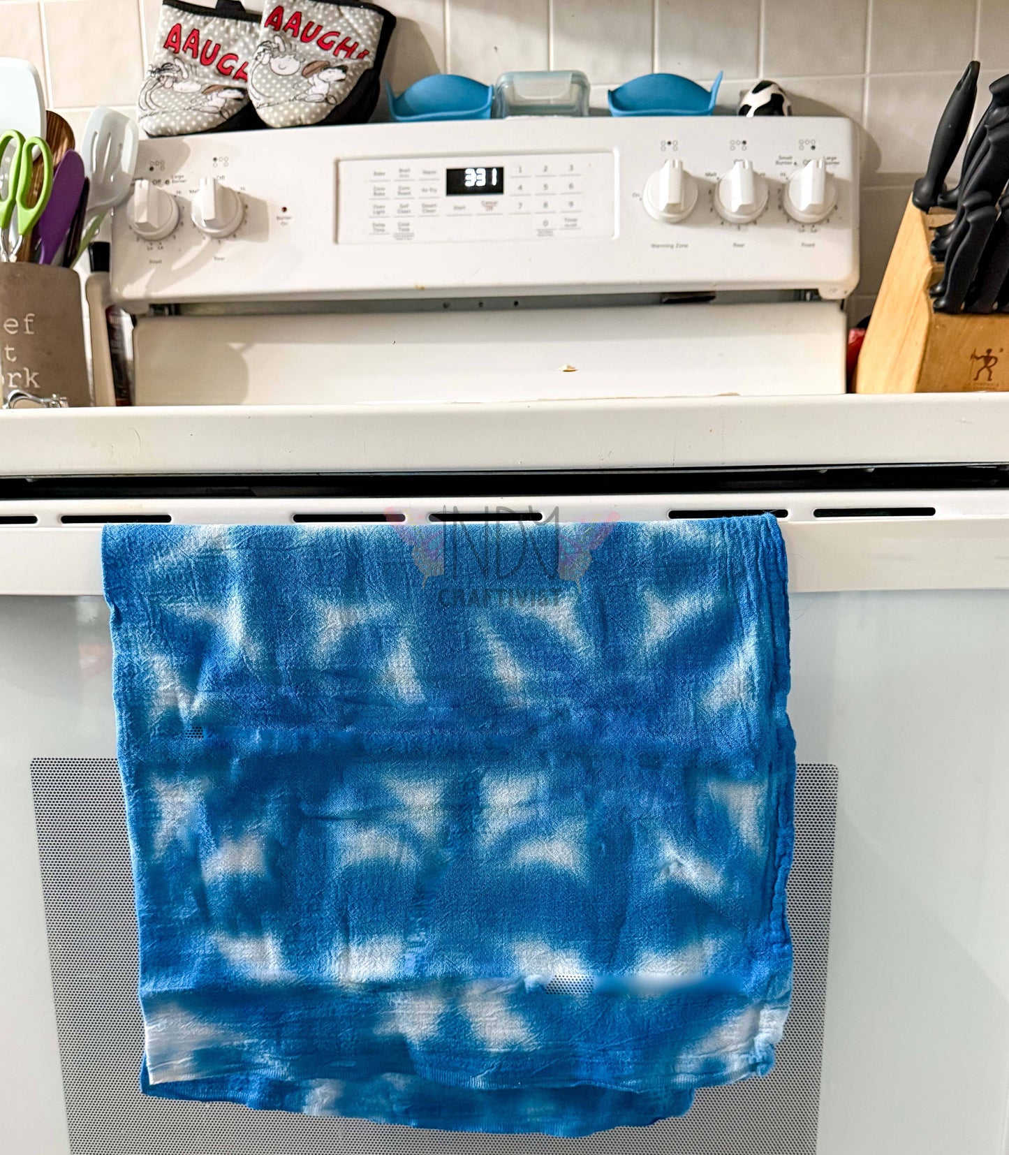 Blue Shibori Like Tie Dyed Tea Towels