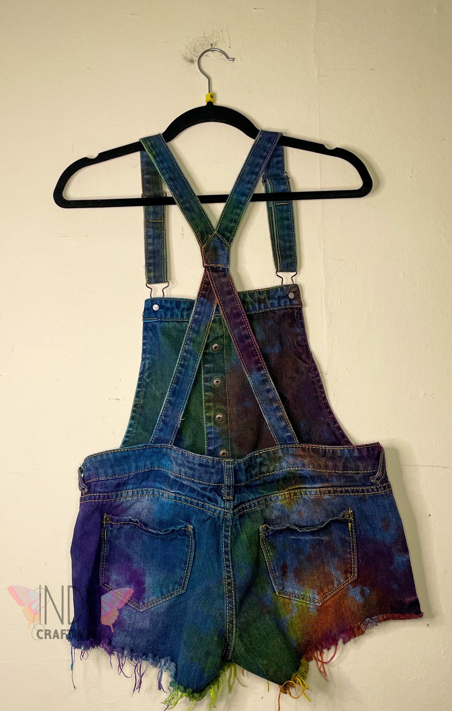 Blue Asphalt Size M Upcycled Tie Dye Overall Shorts