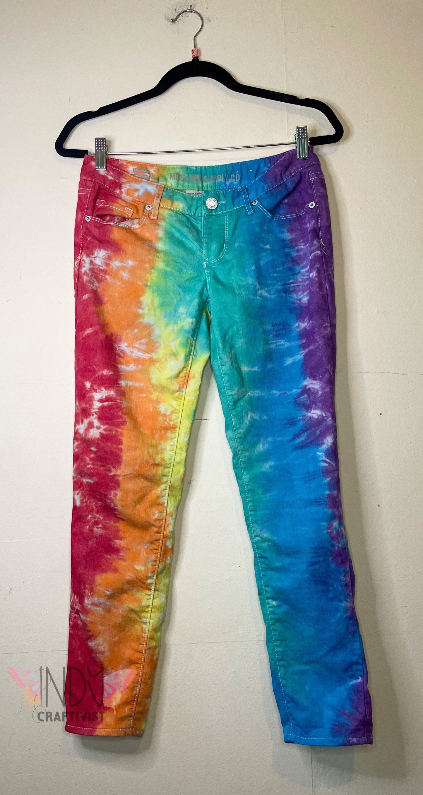 Mossimo Supply Co Size 7 Rainbow Upcycled Tie Dye Jeans