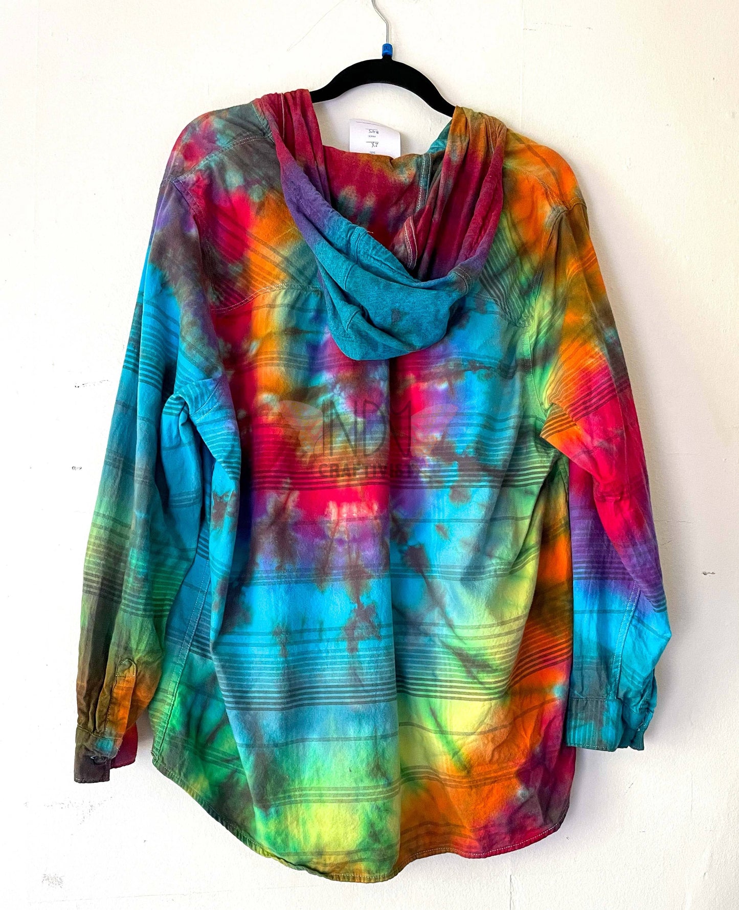 2X Upcycled Tie Dyed Hoodied Button Down Shirt