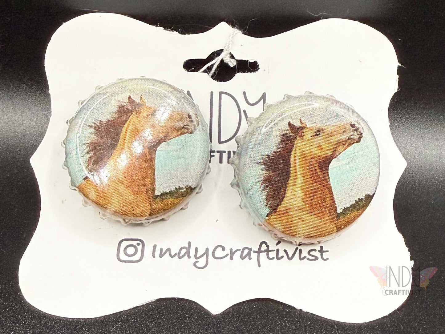 Horse Bottle Cap Cuff Links