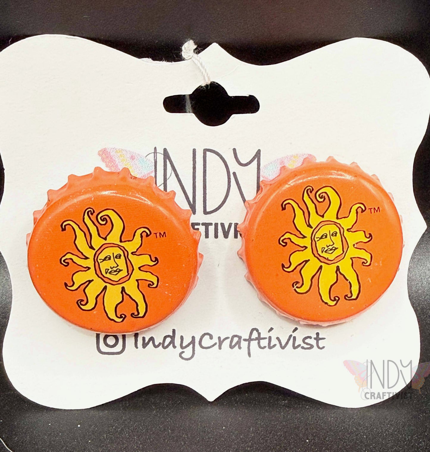 Sun Bottle Cap Cuff Links