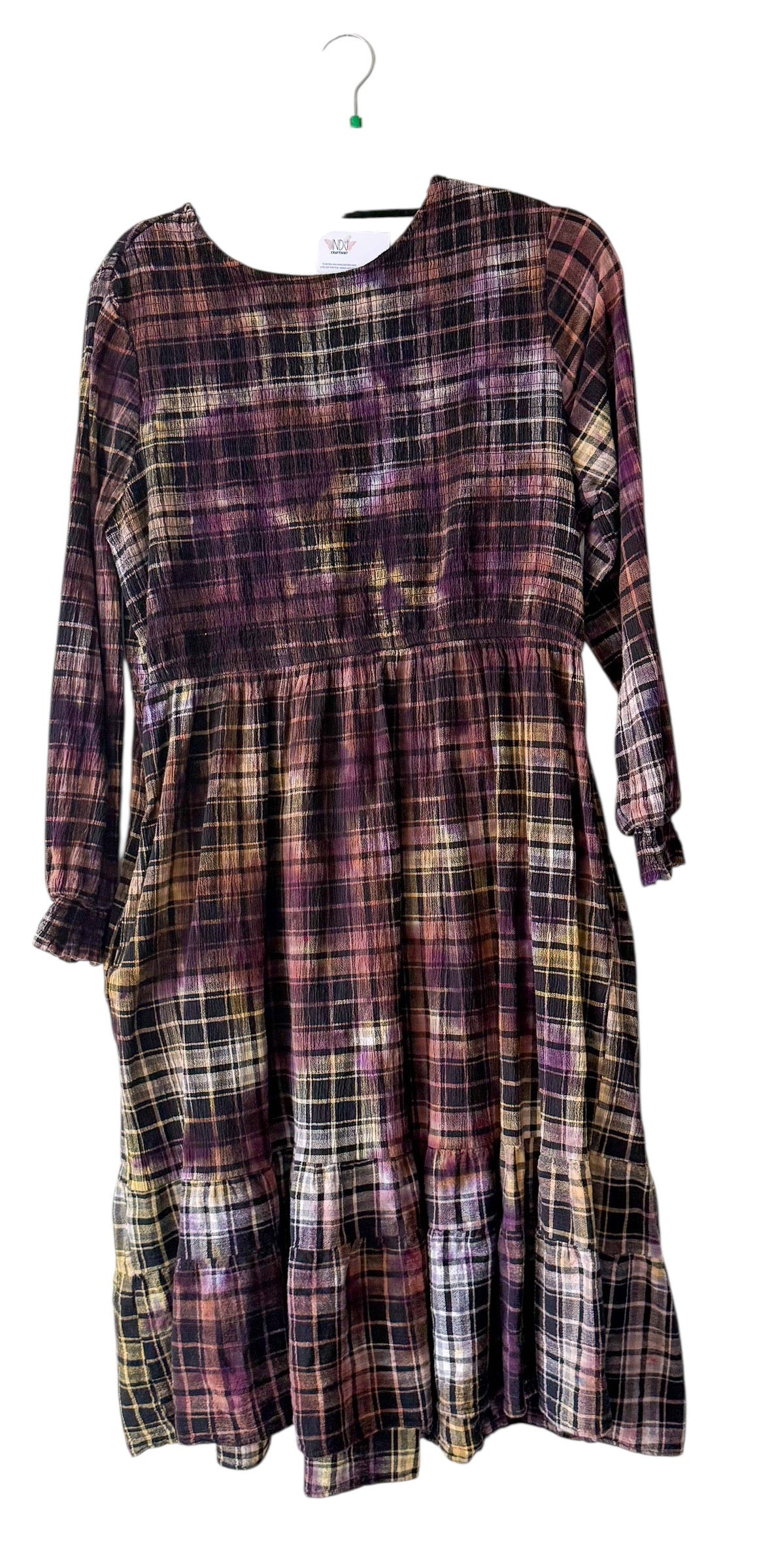 Adult Extra Large Plaid Upcycled Tie Dye Dress