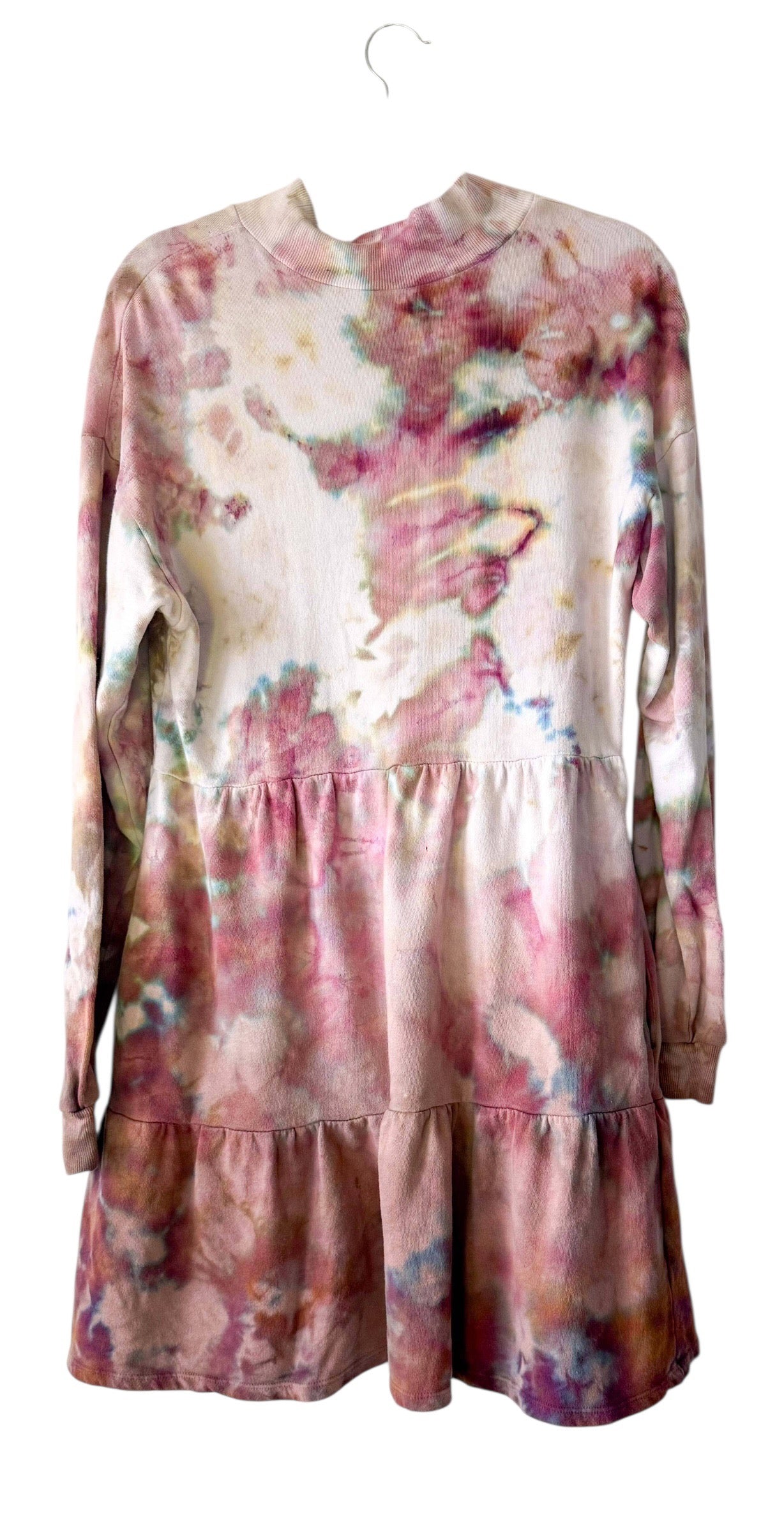 Adult Large Sweatshirt Upcycled Tie Dye Dress With Pockets