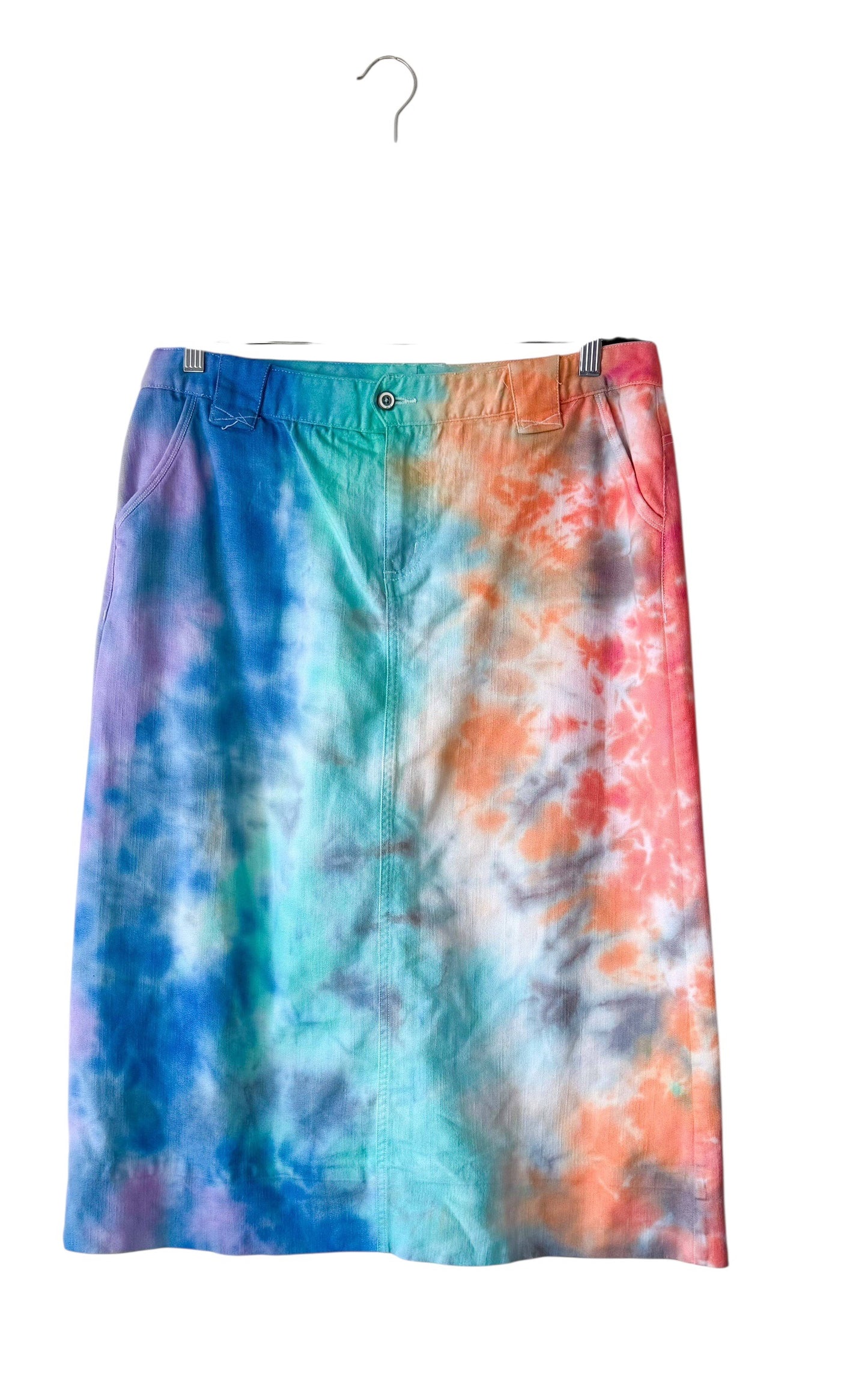 Large Upcycled Rainbow Skirt
