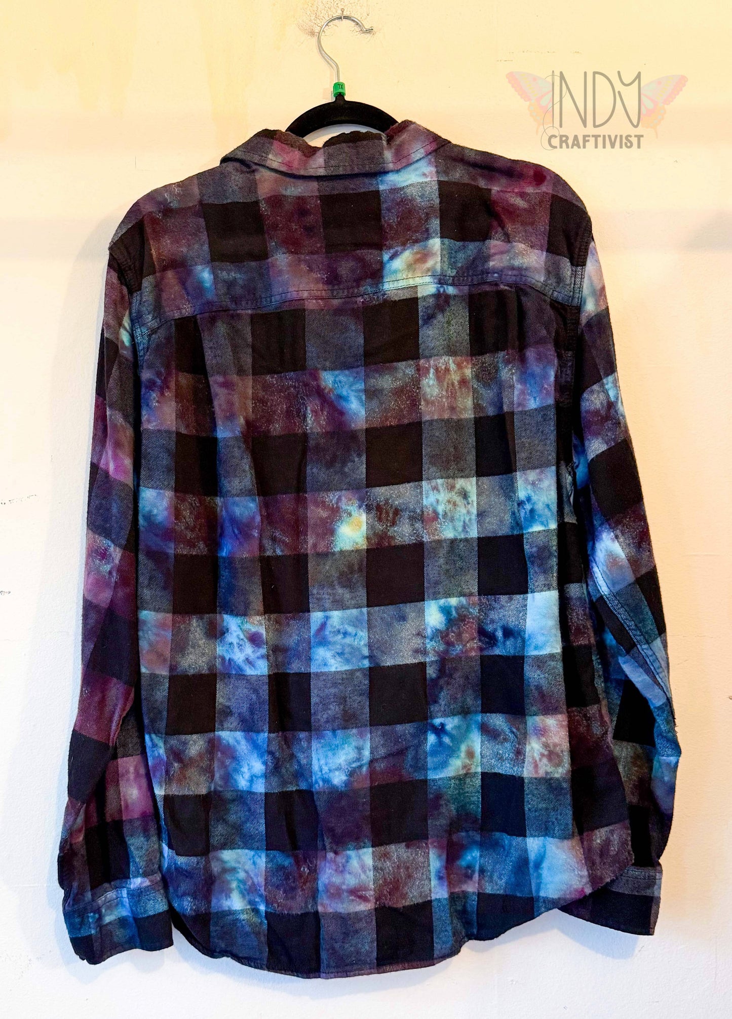 Extra Large Long Sleeve Upcycled Tie Dyed Flannel Button Down