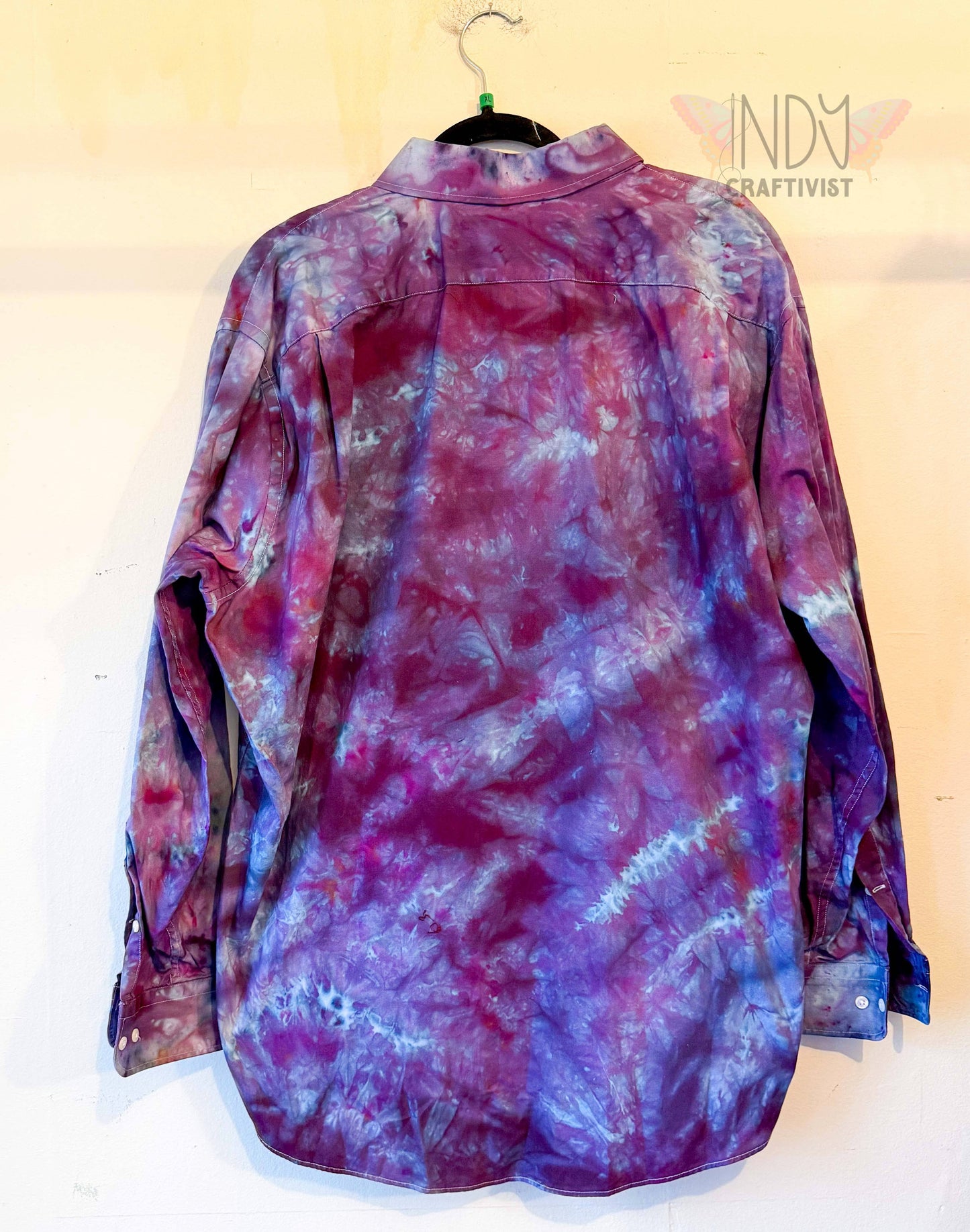 Purple Extra Large Long Sleeve Upcycled Tie Dyed Button Down