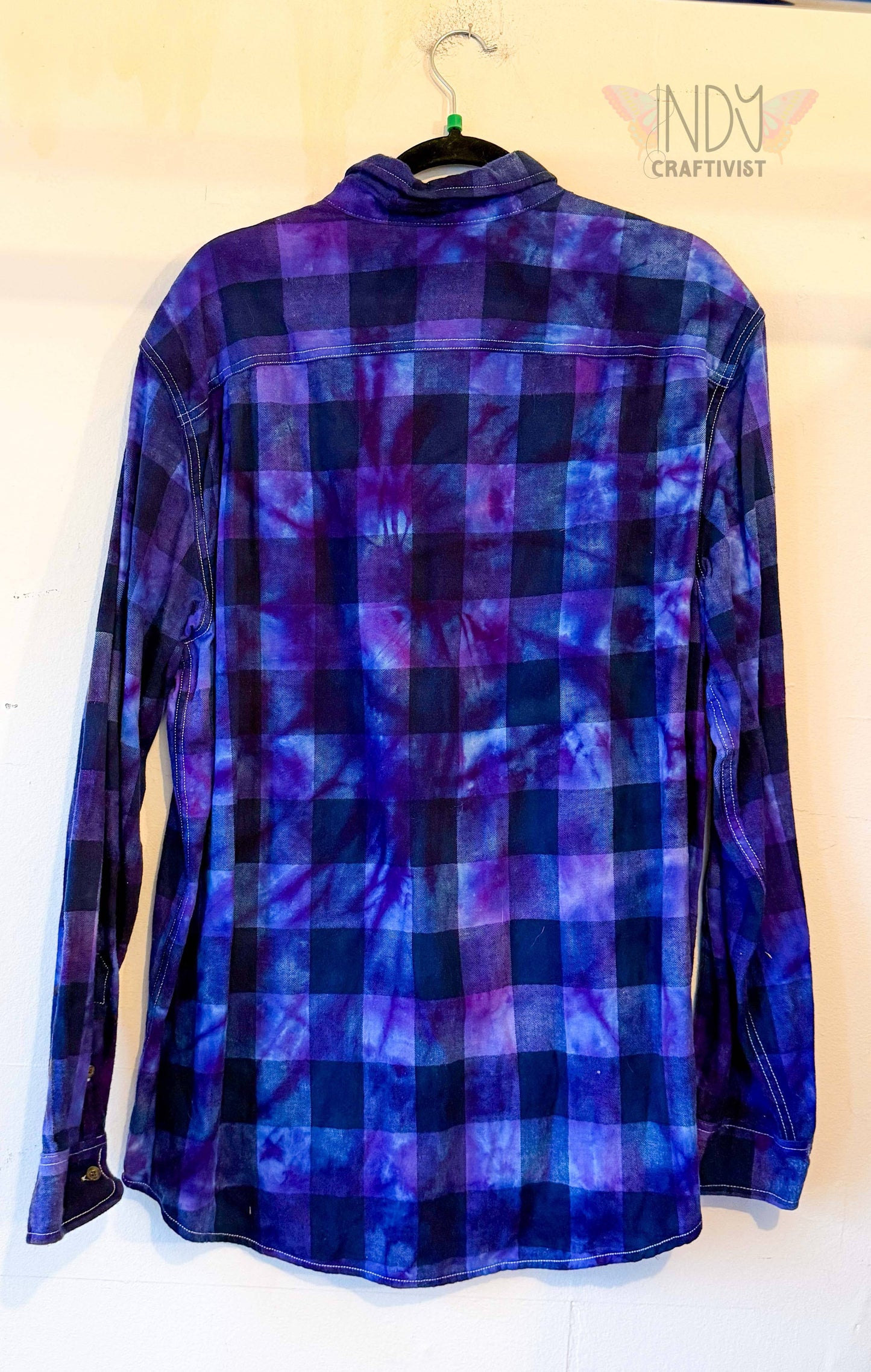 Purple Extra Large Long Sleeve Upcycled Tie Dyed Flannel Button Down