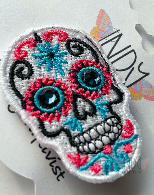 Sugar Skull Freestanding Lace Embroidered Hair Clip