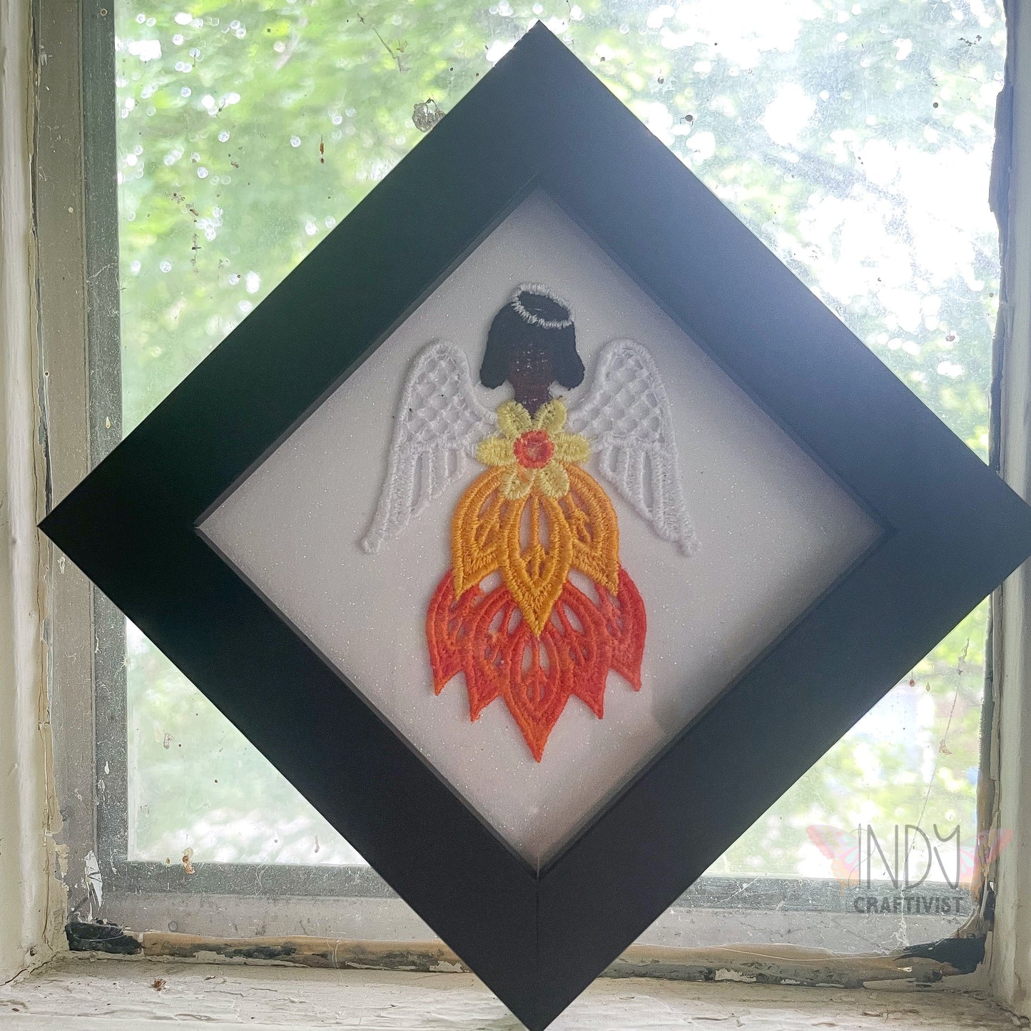Serenity Embroidered Angel Framed Wall Art