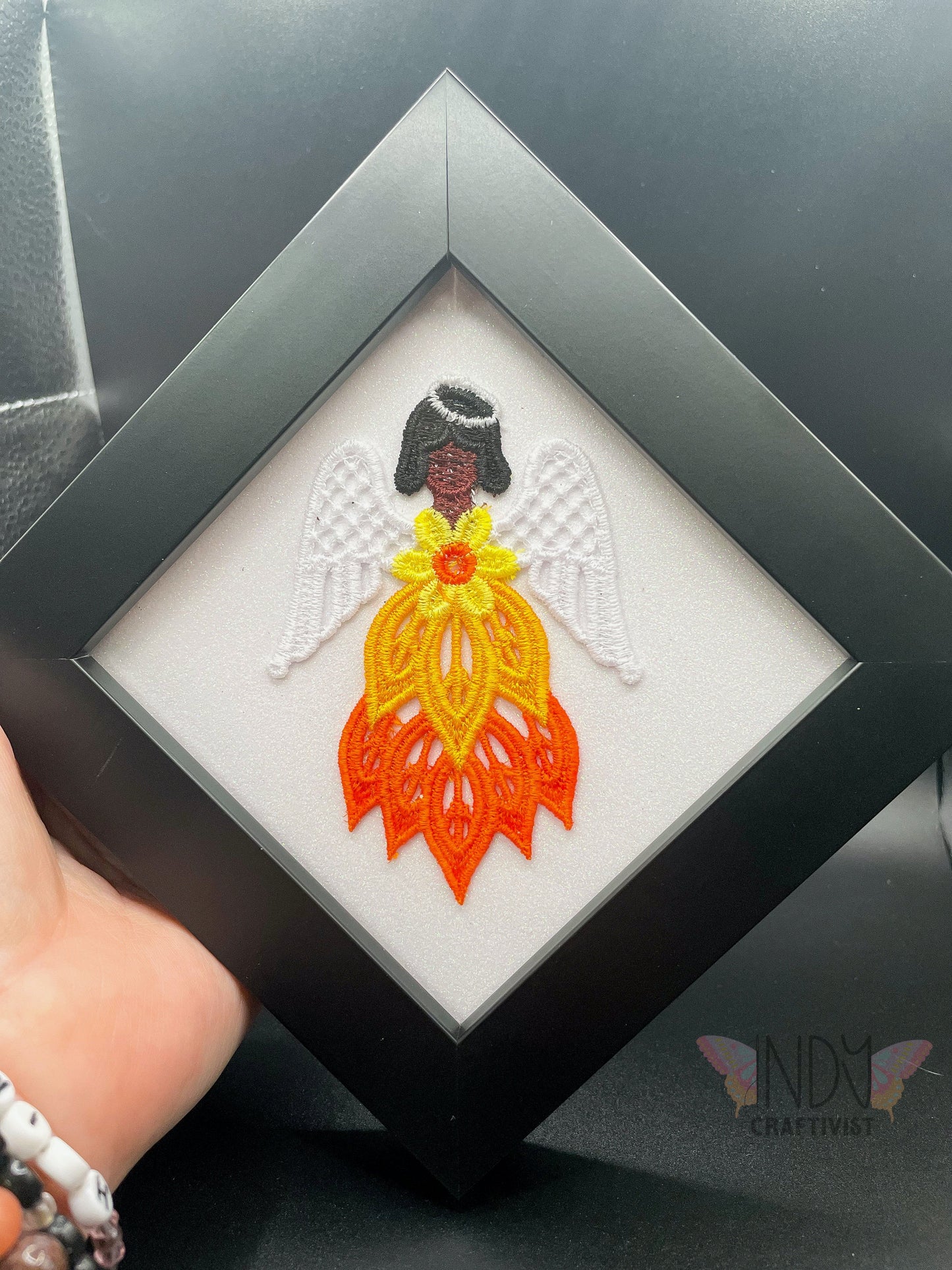 Serenity Embroidered Angel Framed Wall Art