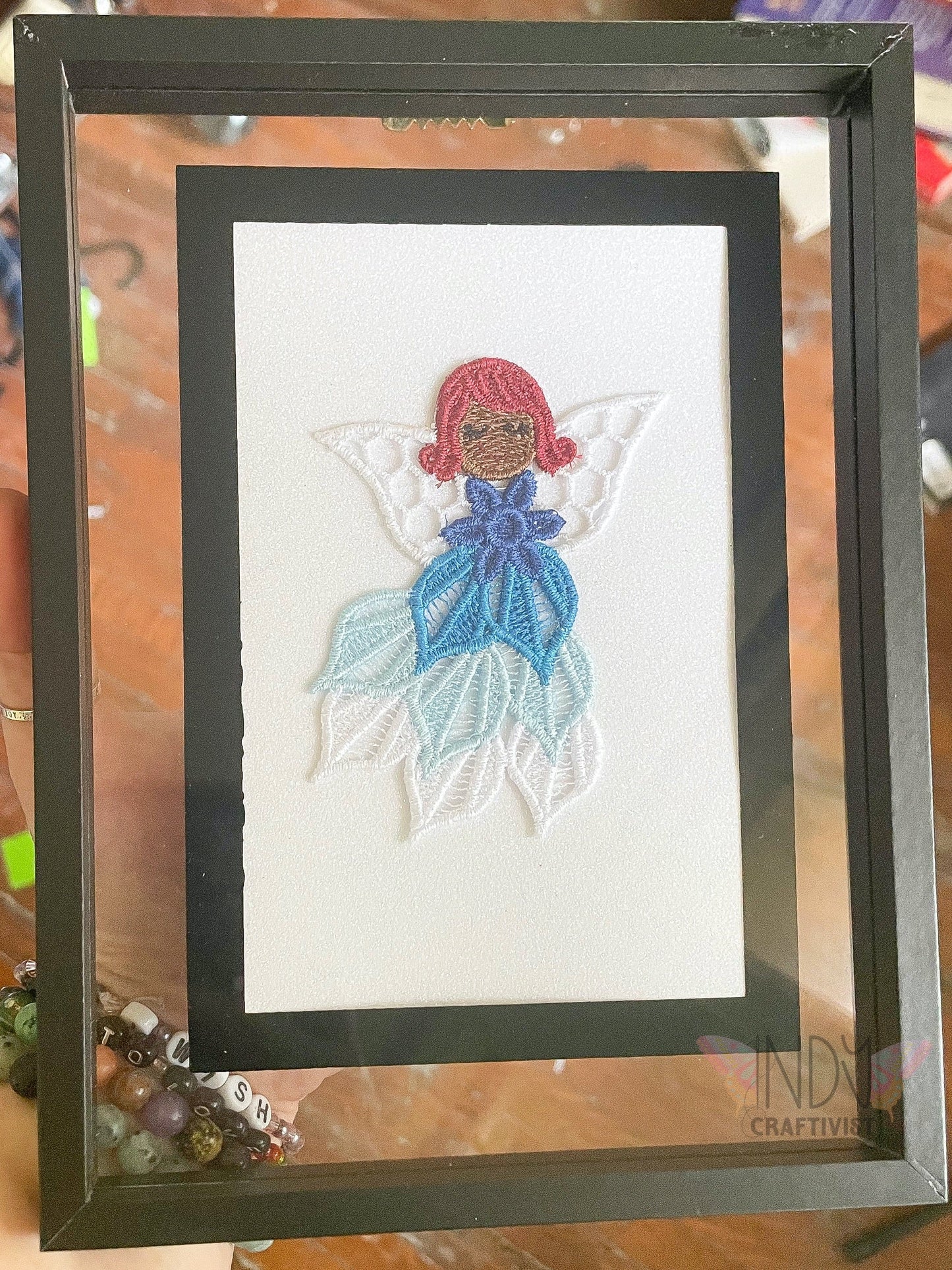 Winter Embroidered Angel Framed Wall Art