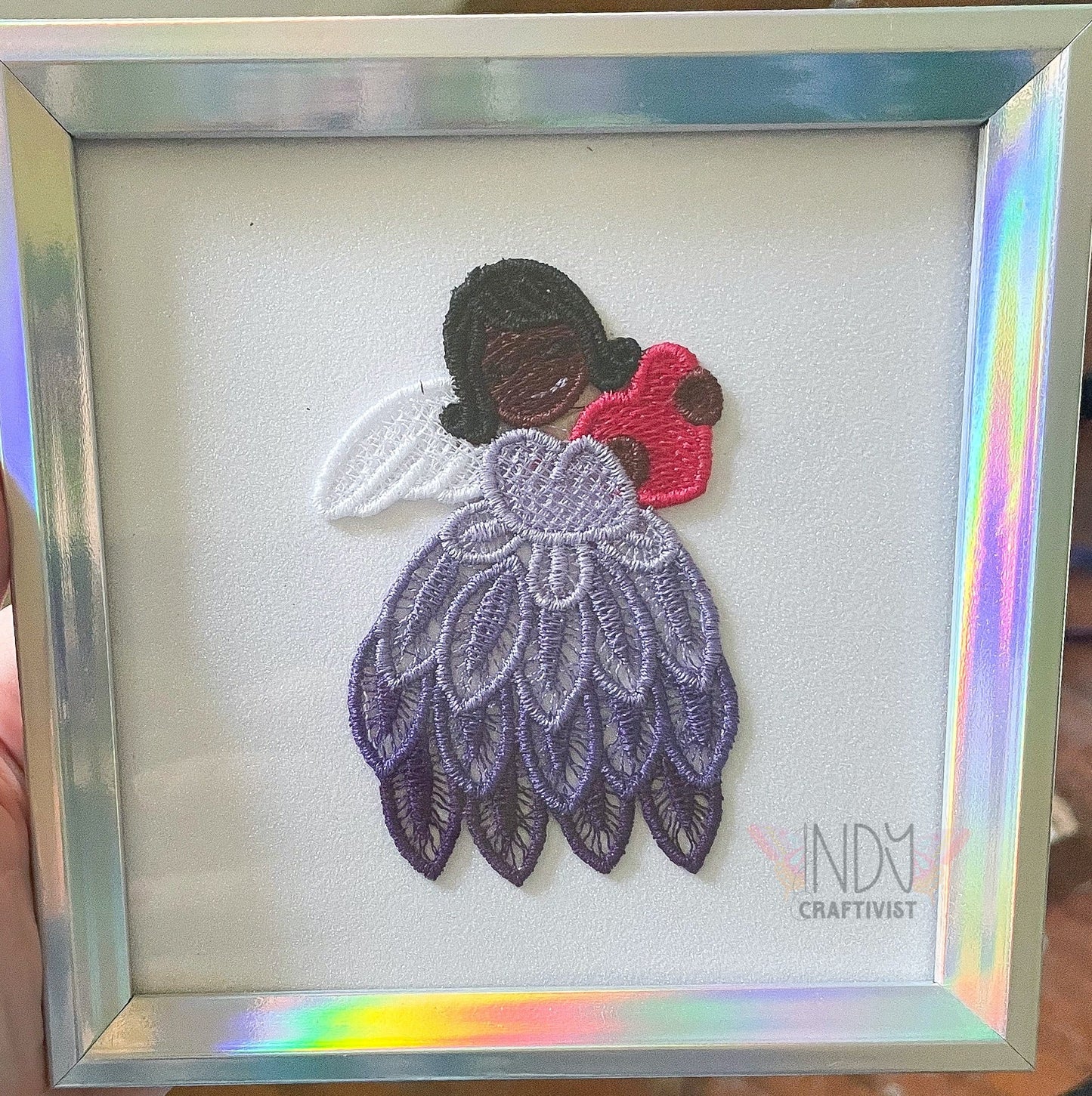 Vivienne Embroidered Angel Framed Wall Art