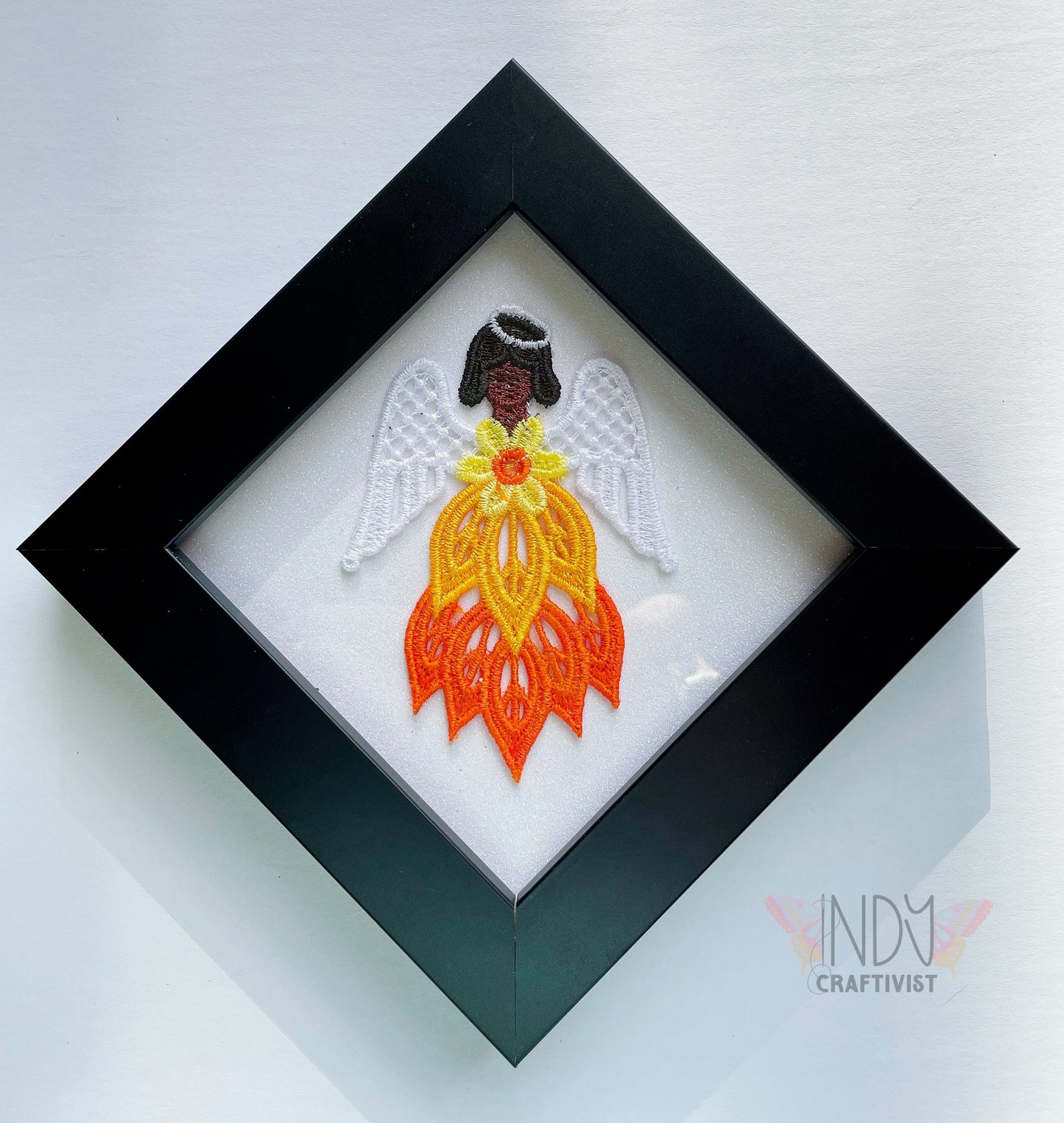 Serenity Embroidered Angel Framed Wall Art