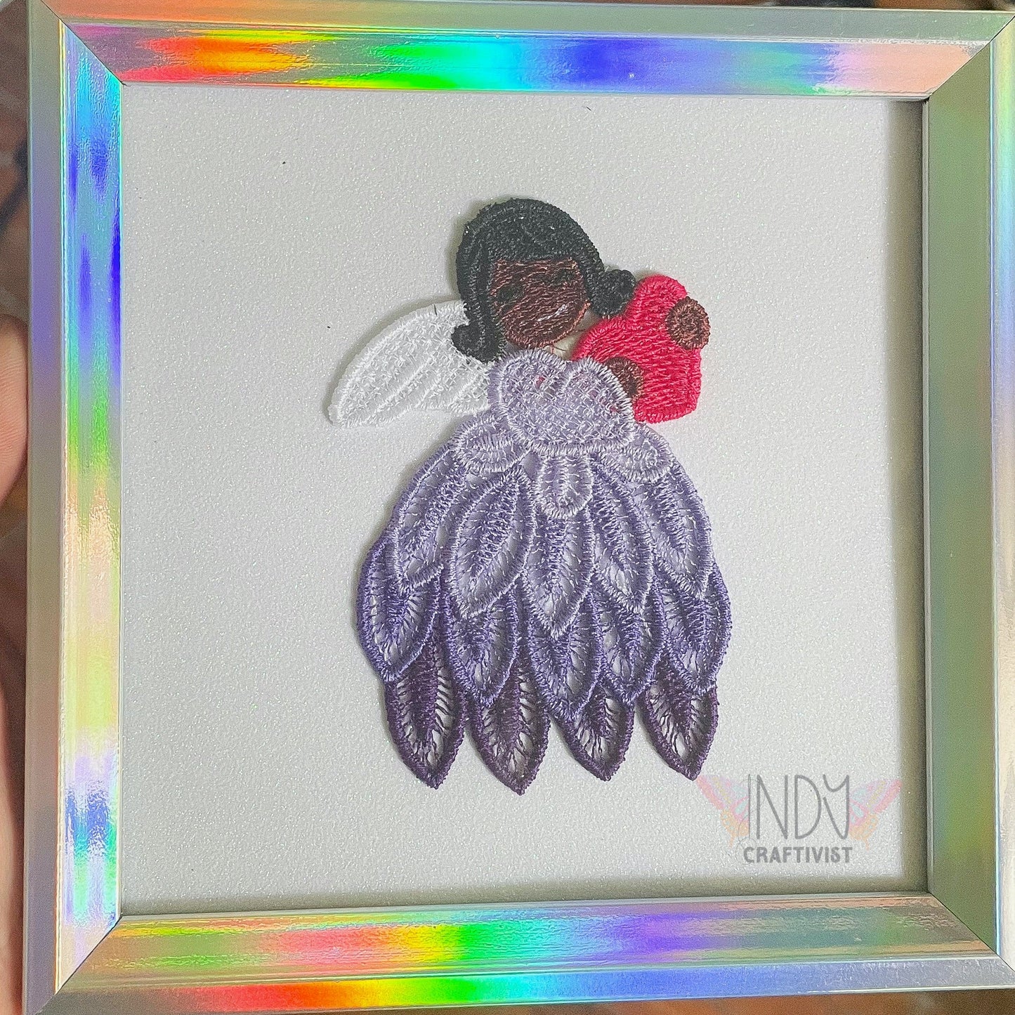 Vivienne Embroidered Angel Framed Wall Art