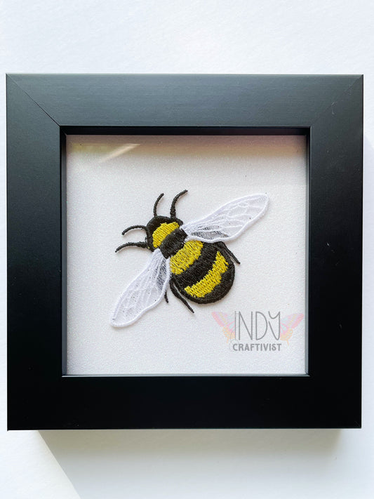 Embroidered Bee Framed Art