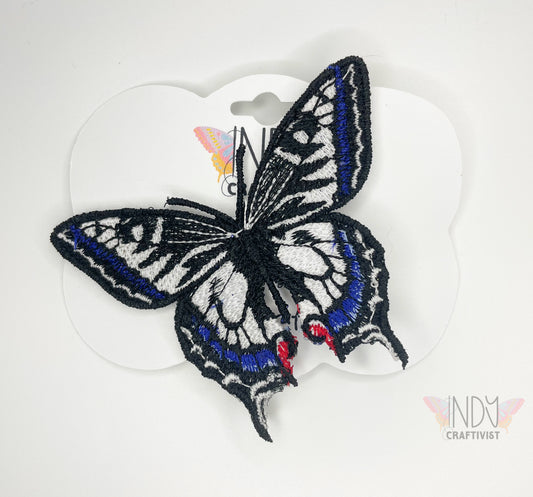 Made-T0-Order Pale Tiger Swallowtail Freestanding Lace Embroidered Butterfly Hair Clip