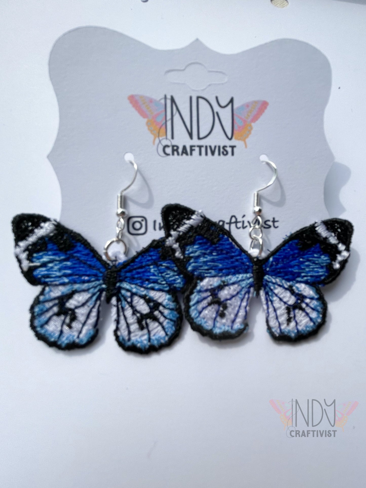 Made-To-Order Blue Monarch Full Butterfly Earrings