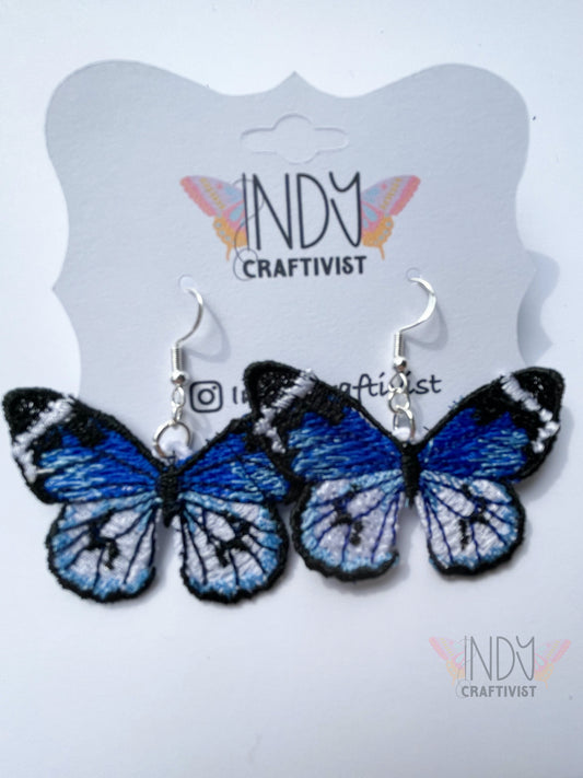 Made-To-Order Blue Monarch Full Butterfly Earrings