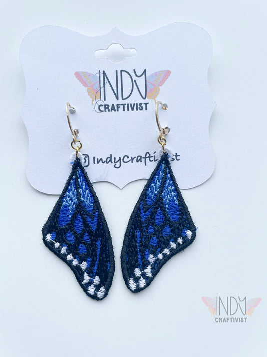 Made-To-Order Blue Monarch Butterfly Wing Earrings